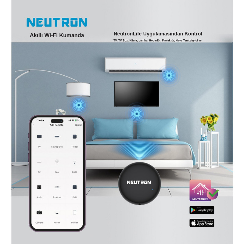 NEUTRON NTL-IR-02S Wi-Fi Akıllı Kumanda Siyah