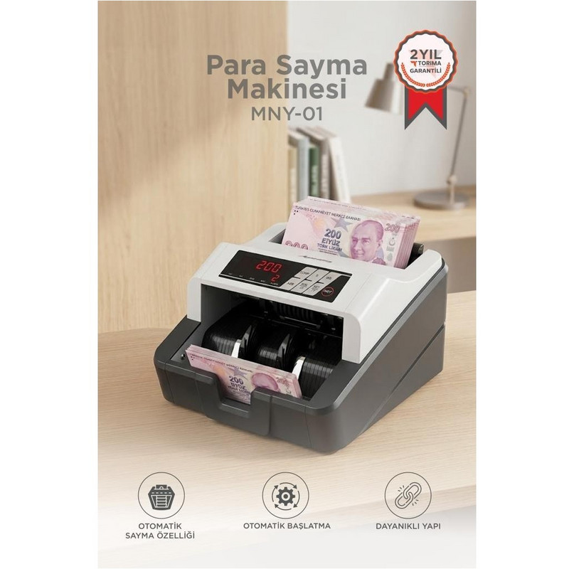 TORIMA UV+MG Sensörlü Geçersiz Para Tespitli MNY01 Gri Profesyonel Para Sayma Makinesi